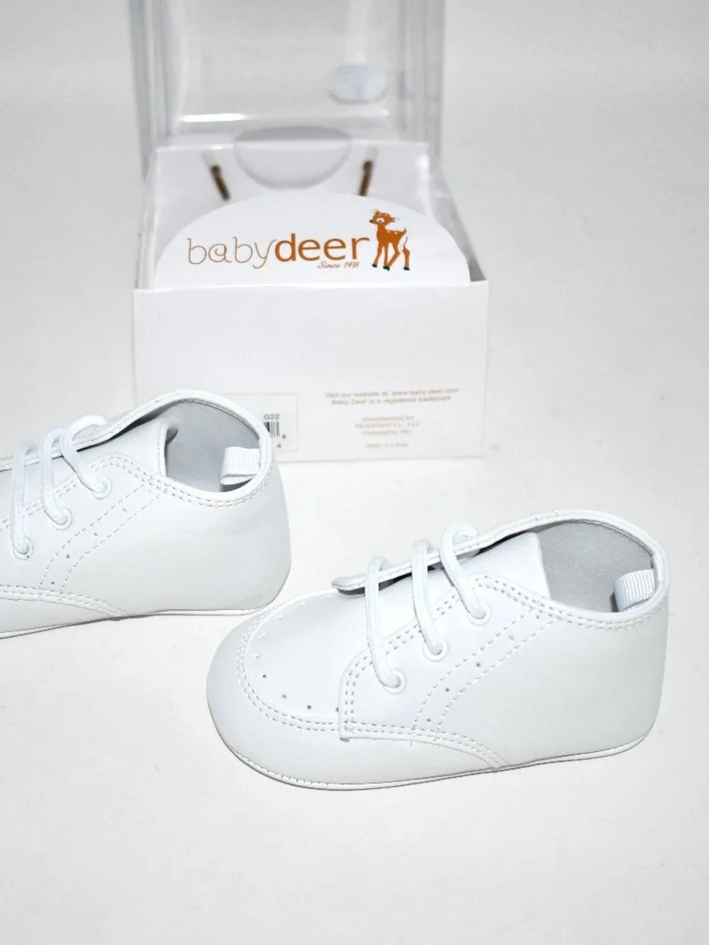 Baby Deer Kids White High Top Crib Shoes 4 Infant #0681 883 4070 NWT